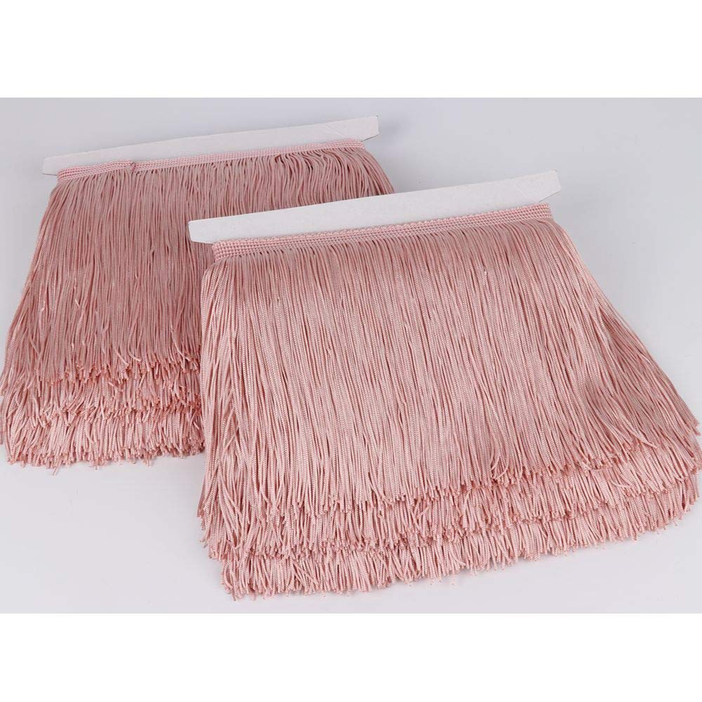 Fringe Trim Lace Polyerter Fibre Tassel 6 inch（″） Wide 10 Yards Long for Clothes Accessories and Latin Wedding Dress and DIY Lamp Shade Decoration Black White Red Gold Blue Pink Grey (Nude Pink)