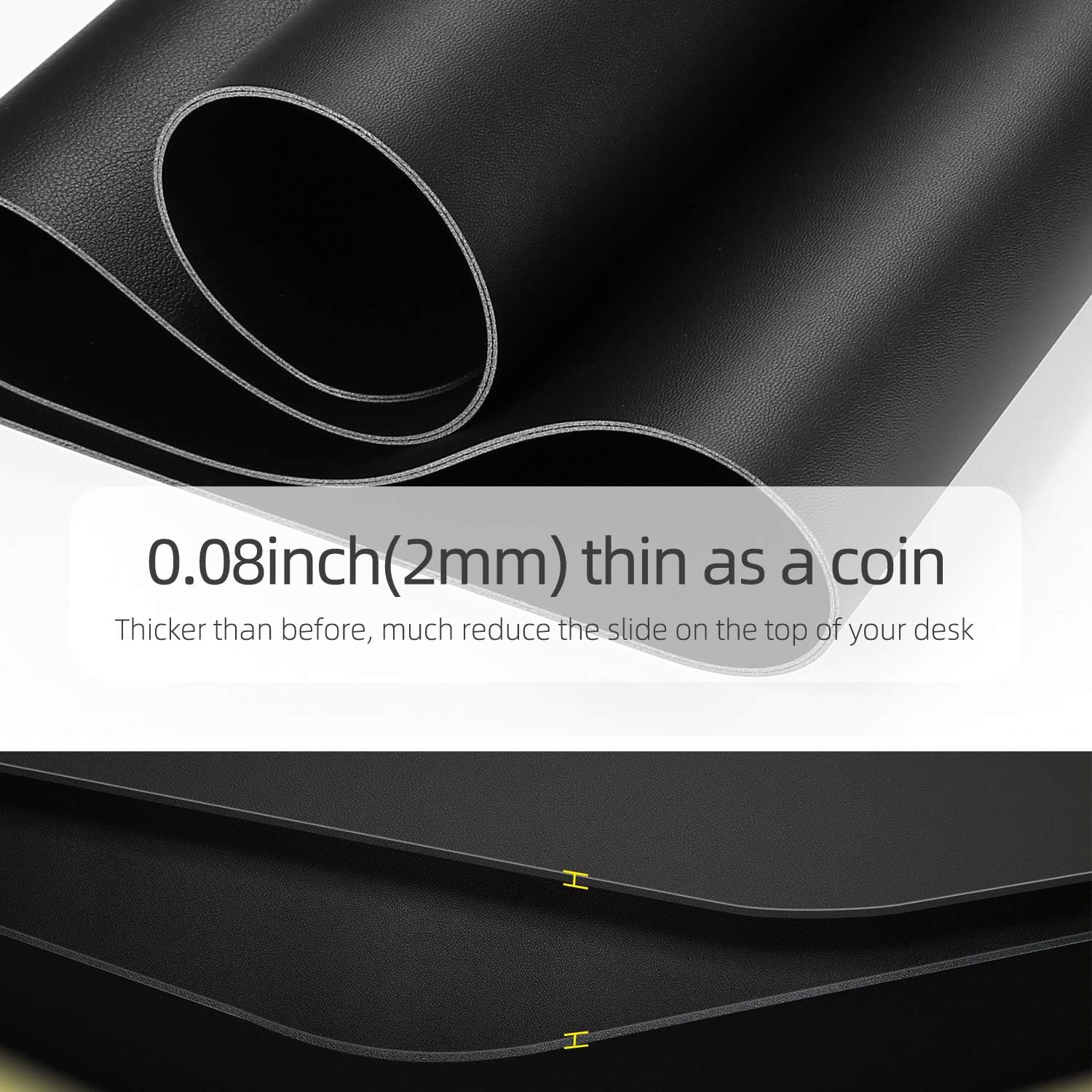 Dual-Sided Multifunctional Desk Pad, Waterproof Desk Blotter Protector, Leather Desk Wrting Mat Mouse Pad (31.5" x 15.7", Black) : Office Products