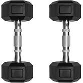 RitFit 5-650 LBS PVC Hex Dumbbell Sets with Optional Rack for Home Gym | PVC Coated Anti-Roll Hex Design, Chrome Handle with Ergonomic Grip, Full Body Strength Training with Optional Rack