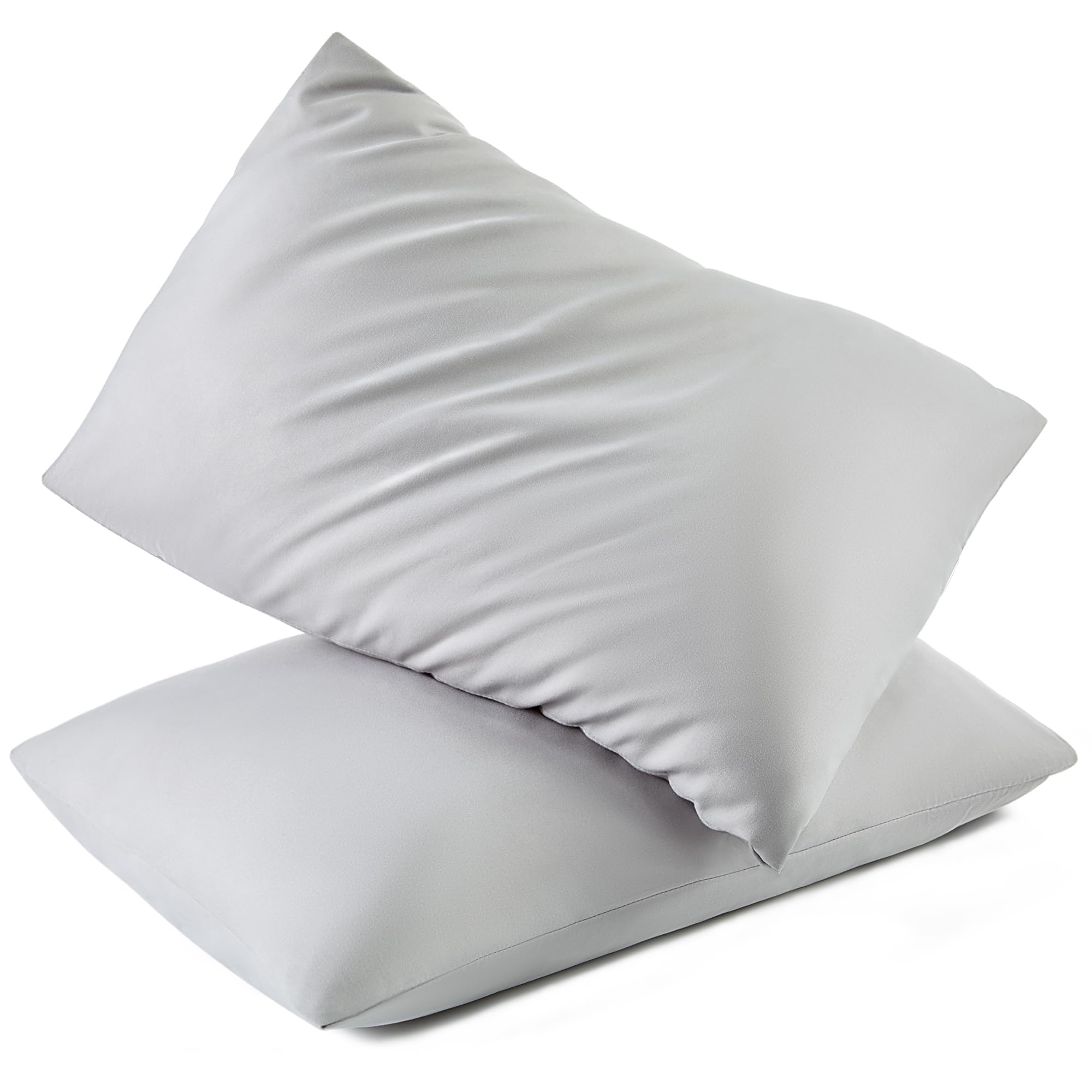 Photo 1 of TILLYOU Toddler Pillowcase 2 Pack with Envelope Closure,13" x 18" Silky Soft Microfiber Travel Pillow Case Kids Pillowcases for Boys and Girls,Gray