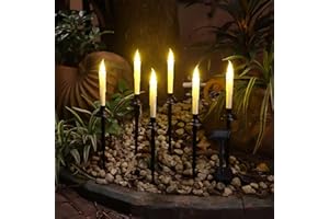 UTTOASFAY Halloween Decorations Outdoor Solar Powered Candles, Halloween Decor 6pcs Taper Led Candles Light, Rechargeable Halloween Lights, Home Garden Porch Halloween Party Decorations, Halloween Candle