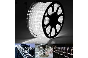 Toodour LED Rope Lights Outdoor, 100ft 720 LED Christmas Tube String Lights, 8 Modes Connectable Clear Tube Decorative Lighting for Garden, Patio, Bedroom, Party, Wedding, Christmas Decor (White)