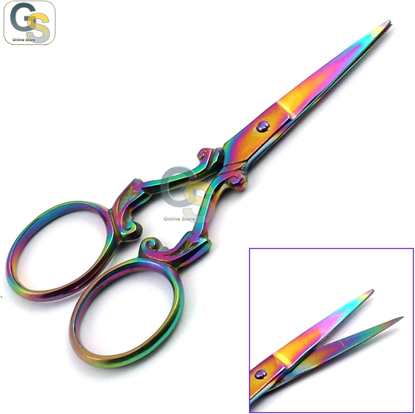 G.S Multi Titanium Color Rainbow Sewing Embroidery Scissors
