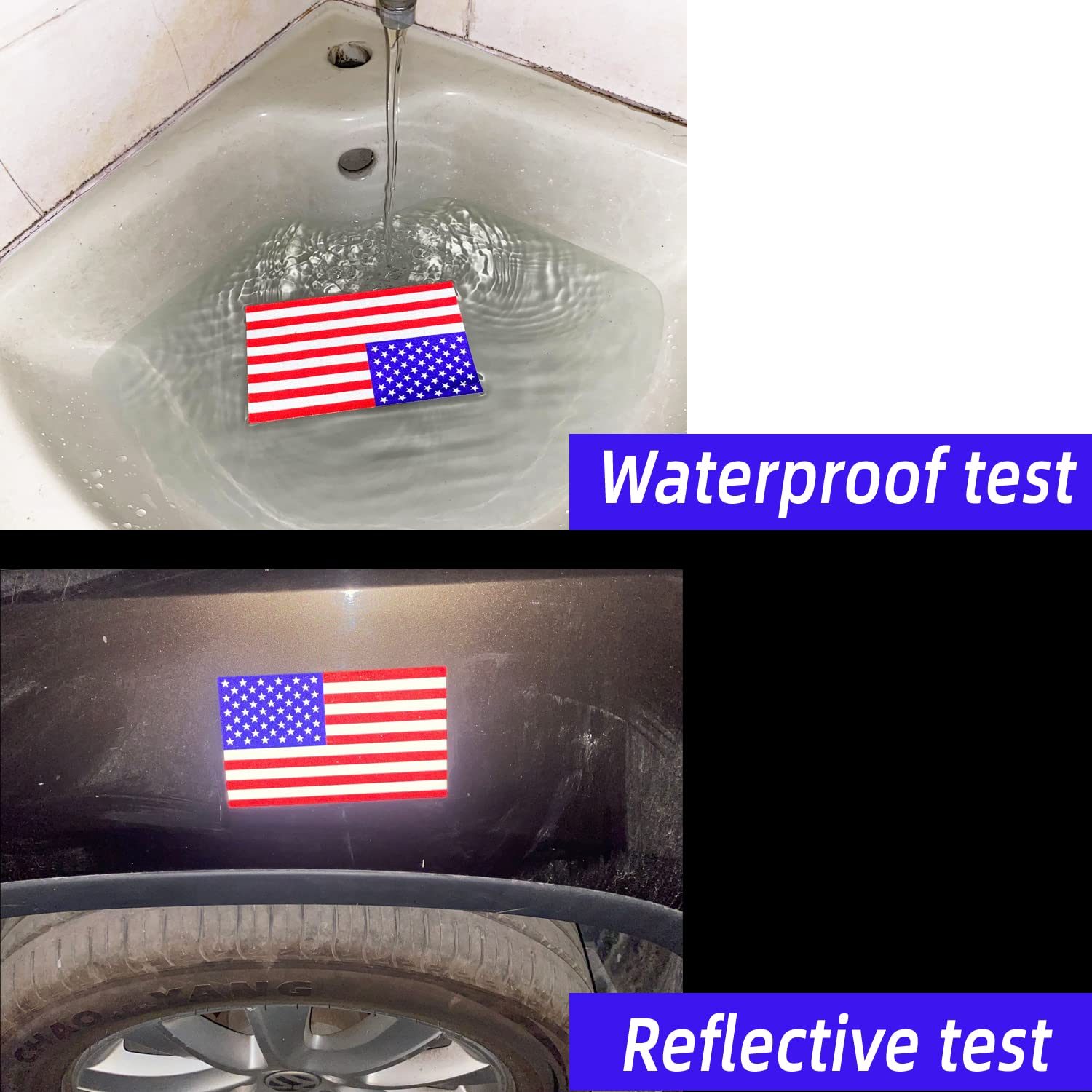 American Flag Decal,3pcs USA Flag Decal Sticker, Reflective Car Stickers for Cars/Trucks - Support US Military