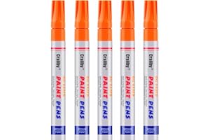 CRAIIBY Orange Paint Markers, 5 Pack Oil-Based Waterproof Quick Dry Permanent Paint Pen Set for Rocks Painting, Wood, Fabric, Plastic, Canvas, Glass, Mugs, Metal, Tire, Stone, DIY Craft