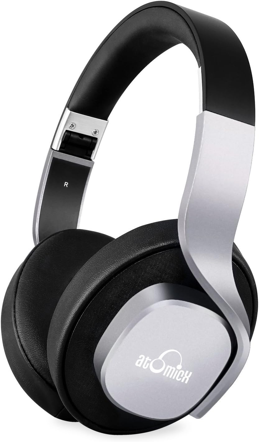 Bluetooth Headphones, iDeaUSA Wireless Headphones Stereo Mega Bass Over Ear Headset Foldable and Lightweight 25 Hours Music Playtime Built in Mic for TV, Air Travel - Silver