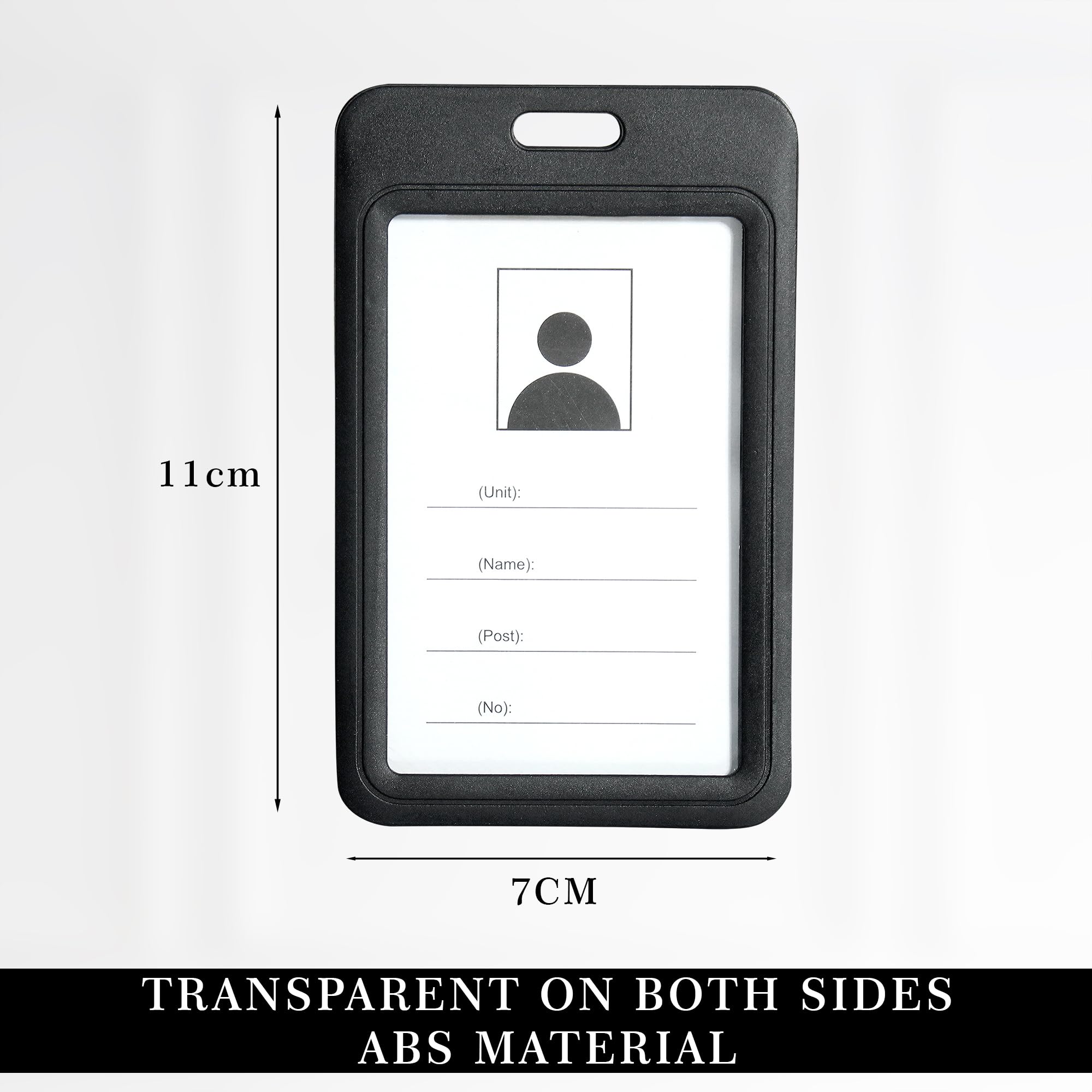 GLUN® Plastic ID Card Holder, Pack of 2 Black Colour, Double Sides Visible, Waterproof Unisex ID Card Holder Case for Office, School & Colleges 4