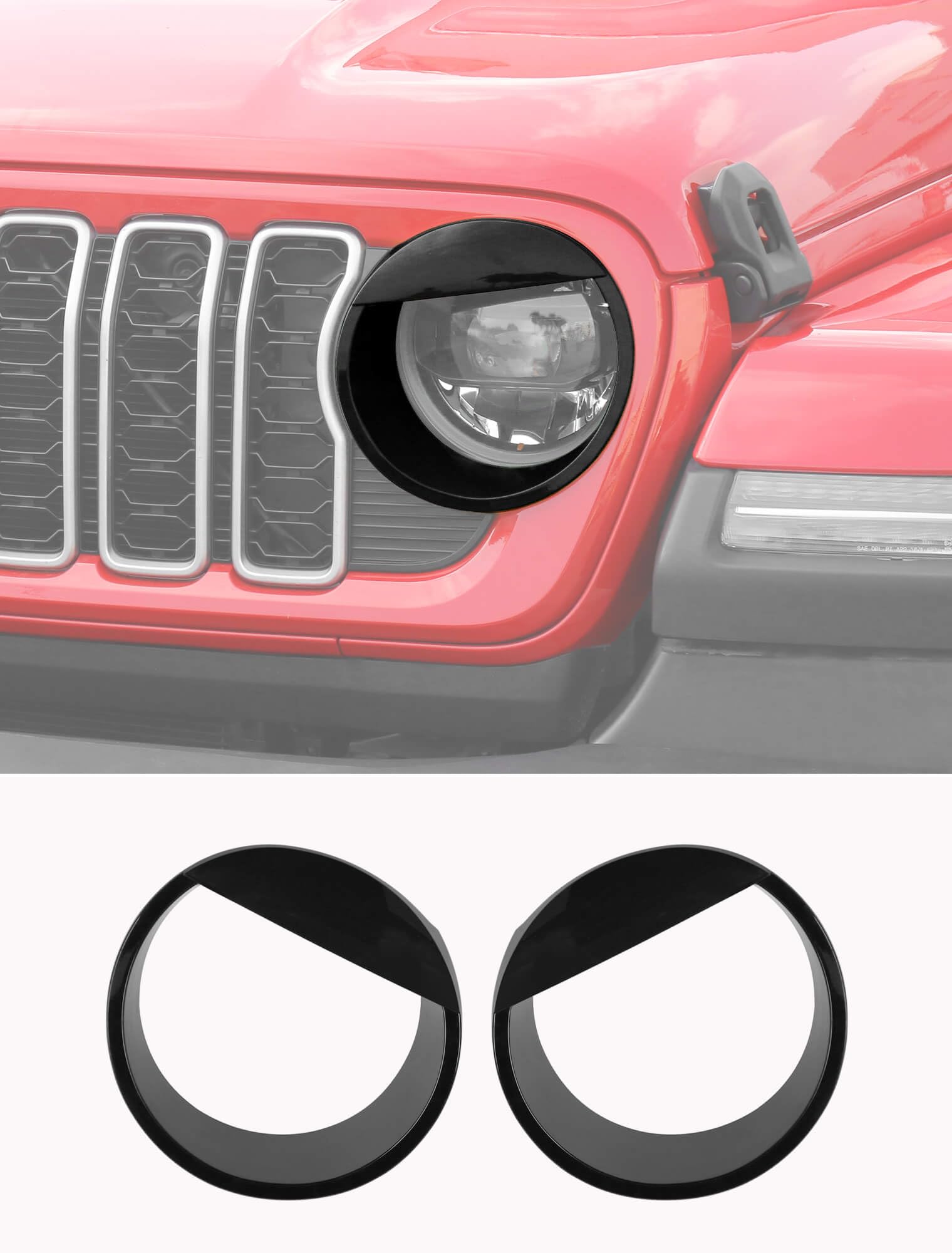 2024+ Jeep Wrangler Grill Inserts & Headlight Bezels - 9-Piece Orange Trim Kit For JL/JT
