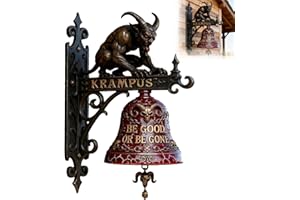 Krampus Door Bell,Krampus Christmas Decorative,Wall-Mounted Decorative Cast Iron/Resin Hanging Outdoor Bell for Front Doors, 