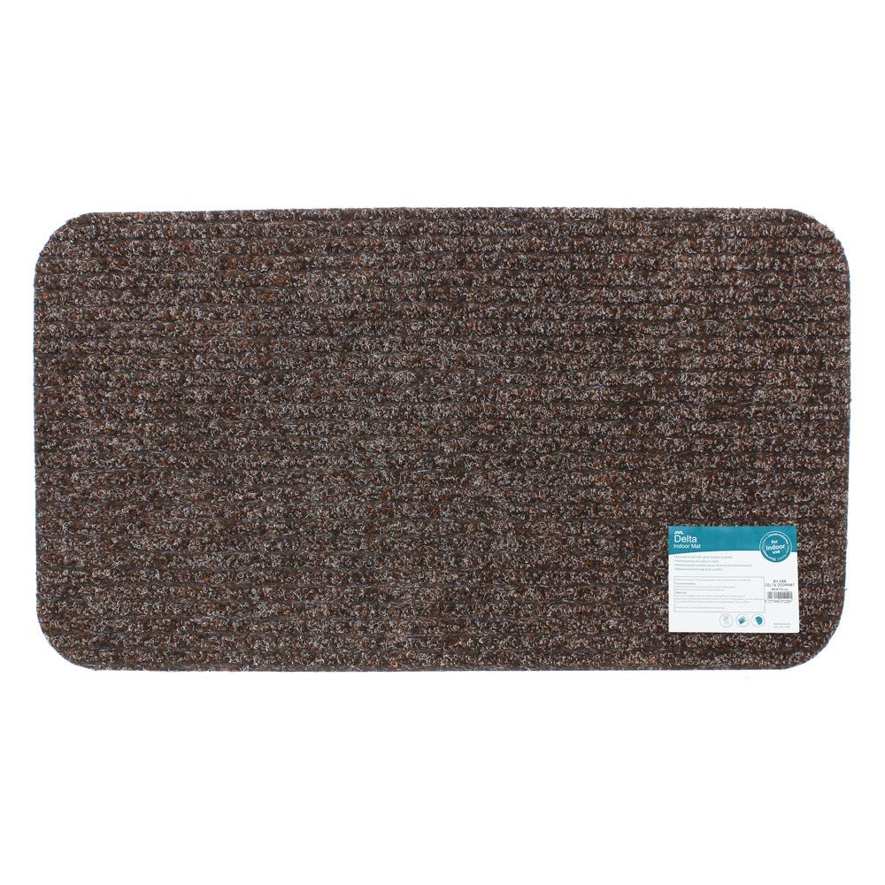 JVL Delta Ribbed Lightweight Indoor Entrance Door Mat, Brown