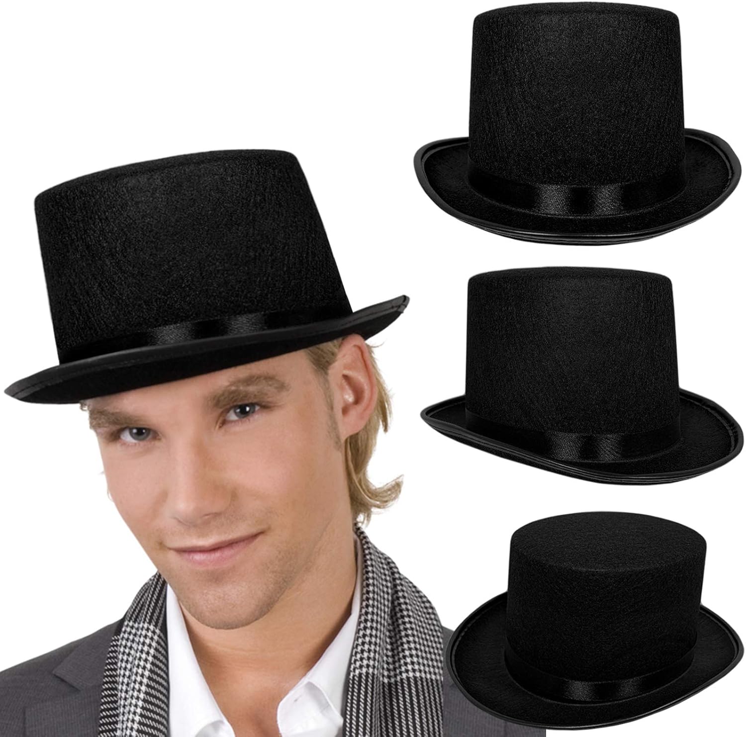 Top Hat Black Felt | One Size Magician Hat Costume | DIY Steampunk | Ultra Ringmaster Circus Hats | Dress Up Party Accessory | By Anapoliz: Toys & Games