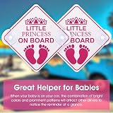 Amabro Little Princess on Board Warning Signs 2pc Pink 5x5in 4 Suction Cups view 3