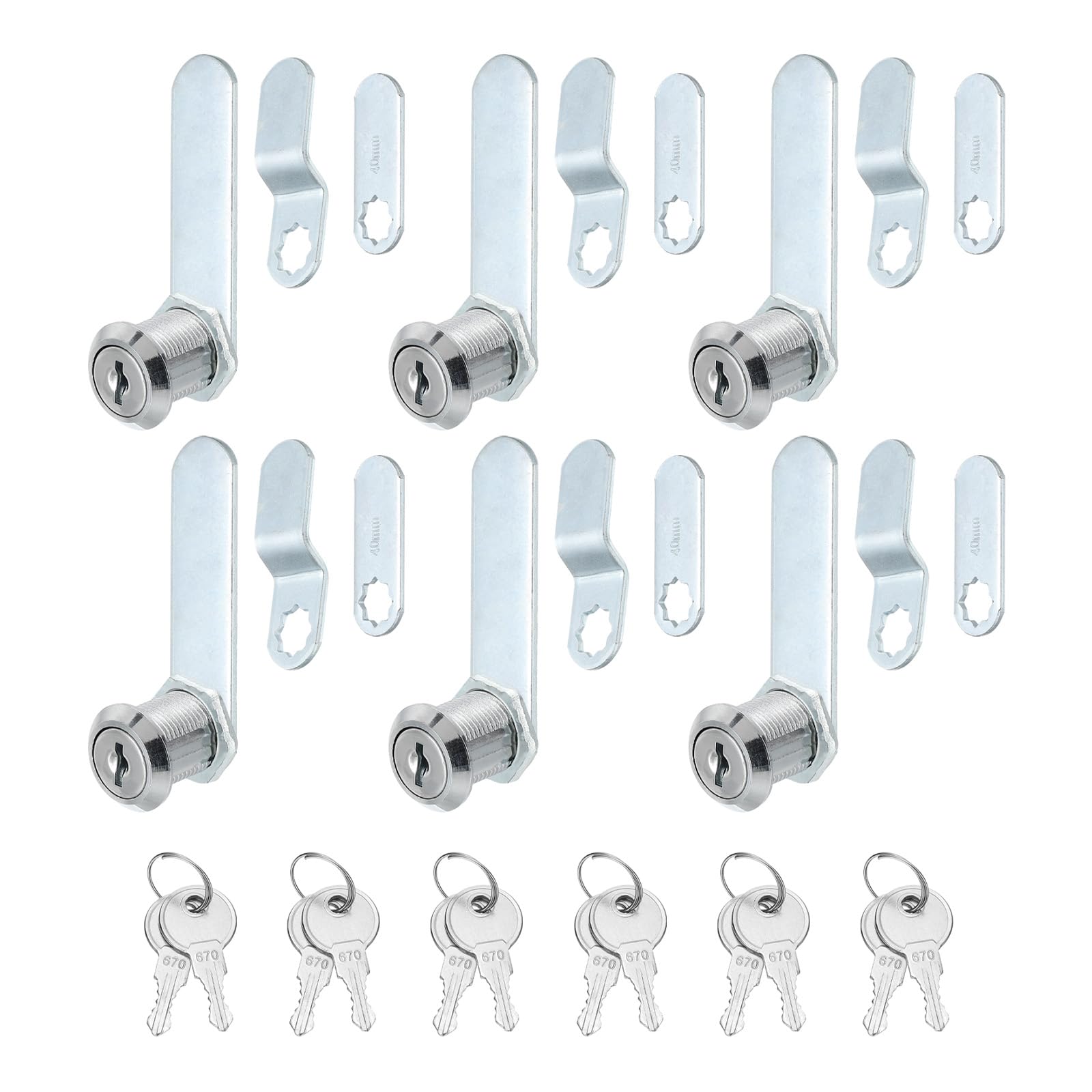 PATIKIL 3/4 Inch Cabinet Locks with Keys, 6 Pack Zinc Alloy Cam Lock Cylinder RV Lock Set Key Different for Cabinet RV Drawer Storage Door Tool Box, Silver