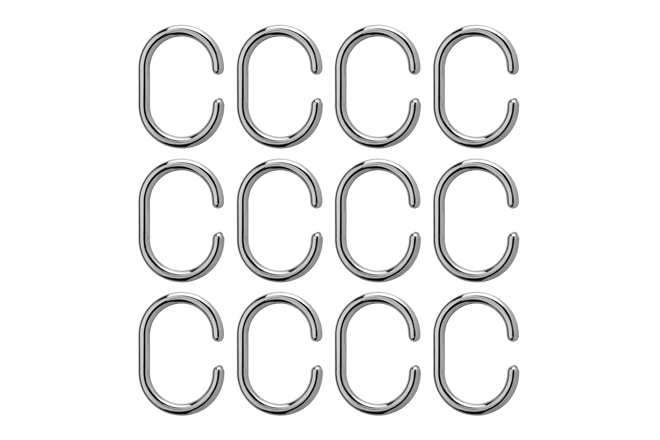 Croydex AK142141 Curtain Rings, Chrome, Suitable for shower rods up to 29mm in diameter