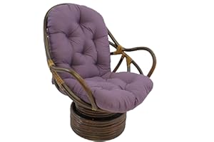 Blazing Needles Solid Twill Swivel Rocker Chair Polyester Cushion, 48" x 24", Grape