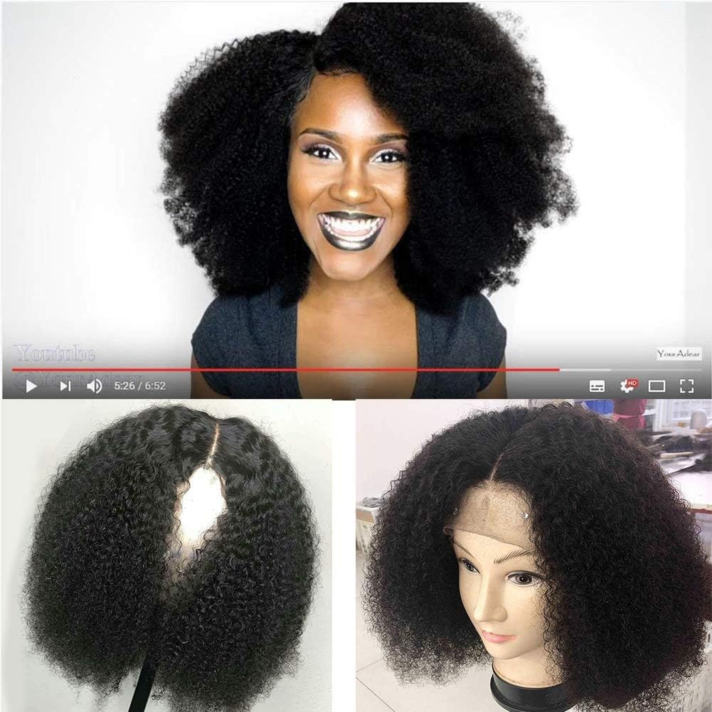 Afro Kinky Curly 360 Lace Frontal Wig with Baby Hair 4B 4C Afro Curly 360 Human Hair Lace Wig for Black Women 150% Density Pre Plucked Natural Hairline with Baby Hair 14"inch