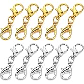 AOZUO 12PCS Double Lobster Clasp Extender, Gold Silver Lobster Claw Clasps Necklace Jewelry Clasp and Closures Connector Bracelet Extension for DIY Jewelry Making