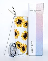 CHIUTUUY 20oz Skinny Tumbler with Lid and