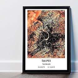 Taipei Map Poster, Taiwan Map Art Poster, Map Decor