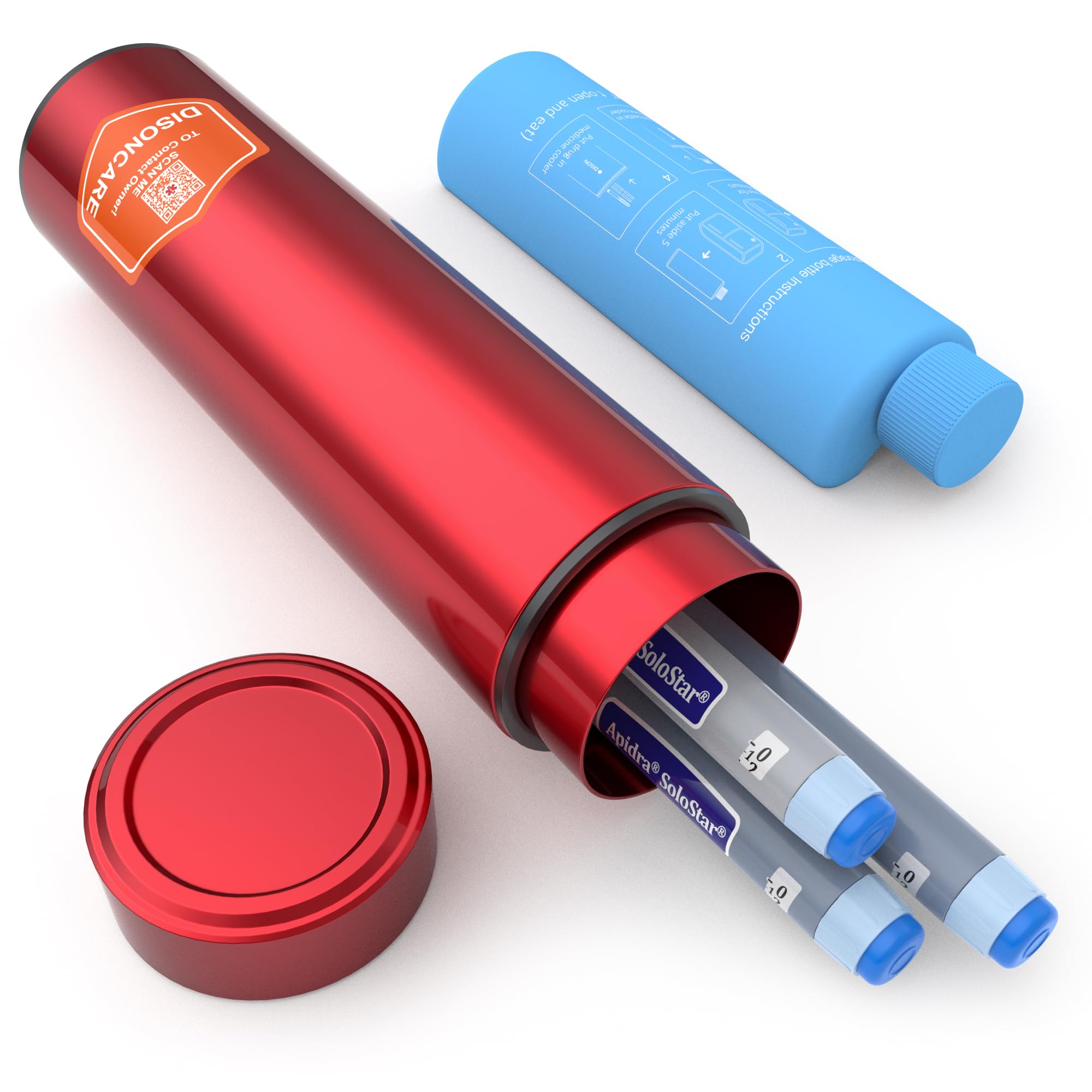 Photo 1 of DISONCARE Odyssey 60H 3 Insulin Pens Cooler Travel Case Medication Cooler for Travel TSA Approved Diabetic Insulina EpiPen Carry Case Medicine Travel Cooler Bag Ice Pack with Medical Alert Tag(Red)