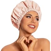 Edoneery Shower Caps for Women Reusable Waterproof, Shower Hair Cap | Washable Bonnet, Wide Elastic Band, Large Fit, Holds Long Hair, Braids Friendly, Bath Accessories, Spa, Travel