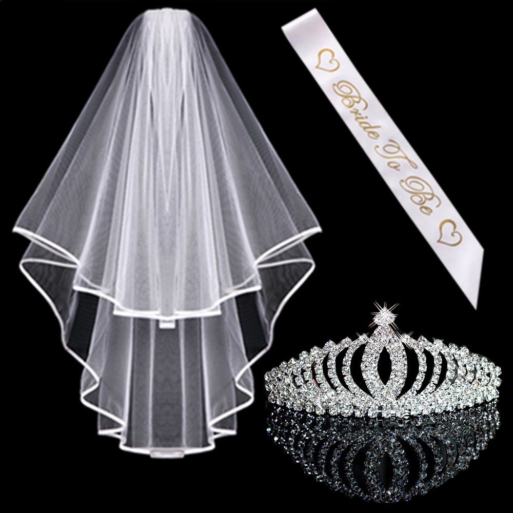 Awtlfe Bride To Be Accessory KitWedding Crown Crystal Tiara Wedding Veil