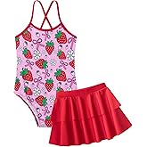 Vieille Little Girls Swimsuit Cute Kids Quick Dry Swimwear with Skirt 3-8 Years