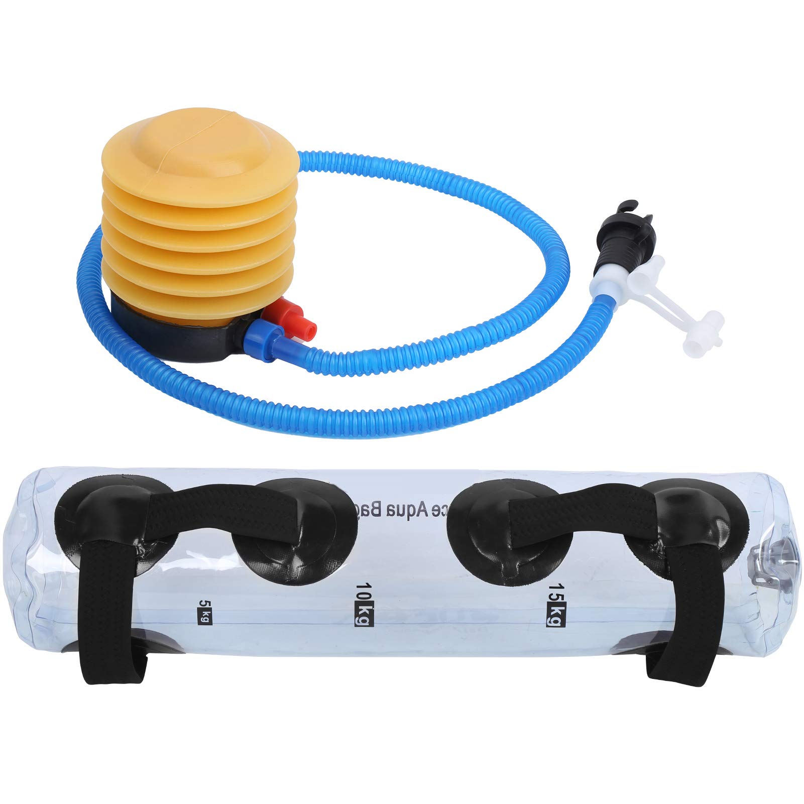 Adjustable Water Bag, Durable PVC Foldable Aqua Fitness Bag with Air Pump for Home Gym Yoga Travel Workouts