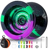 MAGICYOYO N11 Professional Yoyo &ndash; Unresponsive Design for Adult Tricks | Suitable Yoyo for Kids 8-12, Dual-Purpose Responsive Bearing, 12 Extra Strings, Case, Bearing Kit - Black Green Purple