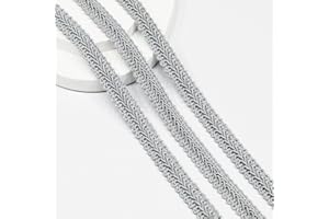 VOOMOLOVE Gimp Gray Braid Trim 12Yards 1.2cm/0.47inch Fabric Decorative Webbing for All Kinds of Sewn Garments, Curtains,Lampshade, Sofa DIY Sewing and Crafting (Gray-12mm)