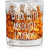 WTOGQ I Used to Work With Absolute Legends Whiskey Glass, Retirement Old Fashioned Rocks Glasses, Goodbye Going Away Farewell Retirement Whiskey Gifts for Women Men Coworker Colleagues, 10 Oz
