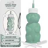 Legendairy Milk Honey Bear Silicone Straw Sippy Cup, Green, 8 oz, 4+ Months | Helps with bottle-to-cup transitions; liquid never touches plastic. BPA- and phthalate-free, dishwasher safe, brush included.