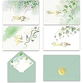 ACHAVINM 50 PK Thank You Cards Bulk with Envelopes & Gold Foil Stickers, 4x6 Inches, 4 Designs for Weddings Baby Bridal Showers Graduations Birthday
