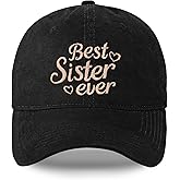E-Profina Big Sister Gift Hat for Girls, Cute Cotton Adjustable Embroidered Baseball Cap Black