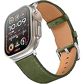 Bandsie Leather Bands Compatible with Apple Watch Ultra 2 Band 49mm 46mm 45mm 44mm 42mm(Series 3/2/1) for Men Women, Vintage Genuine Leather Replacement Strap for iWatch Ultra SE Series 10 9 8 7 6 5 4