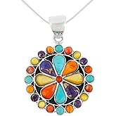 Turquoise & Gemstone Pendant Necklace in 925 Sterling Silver (20" Length)