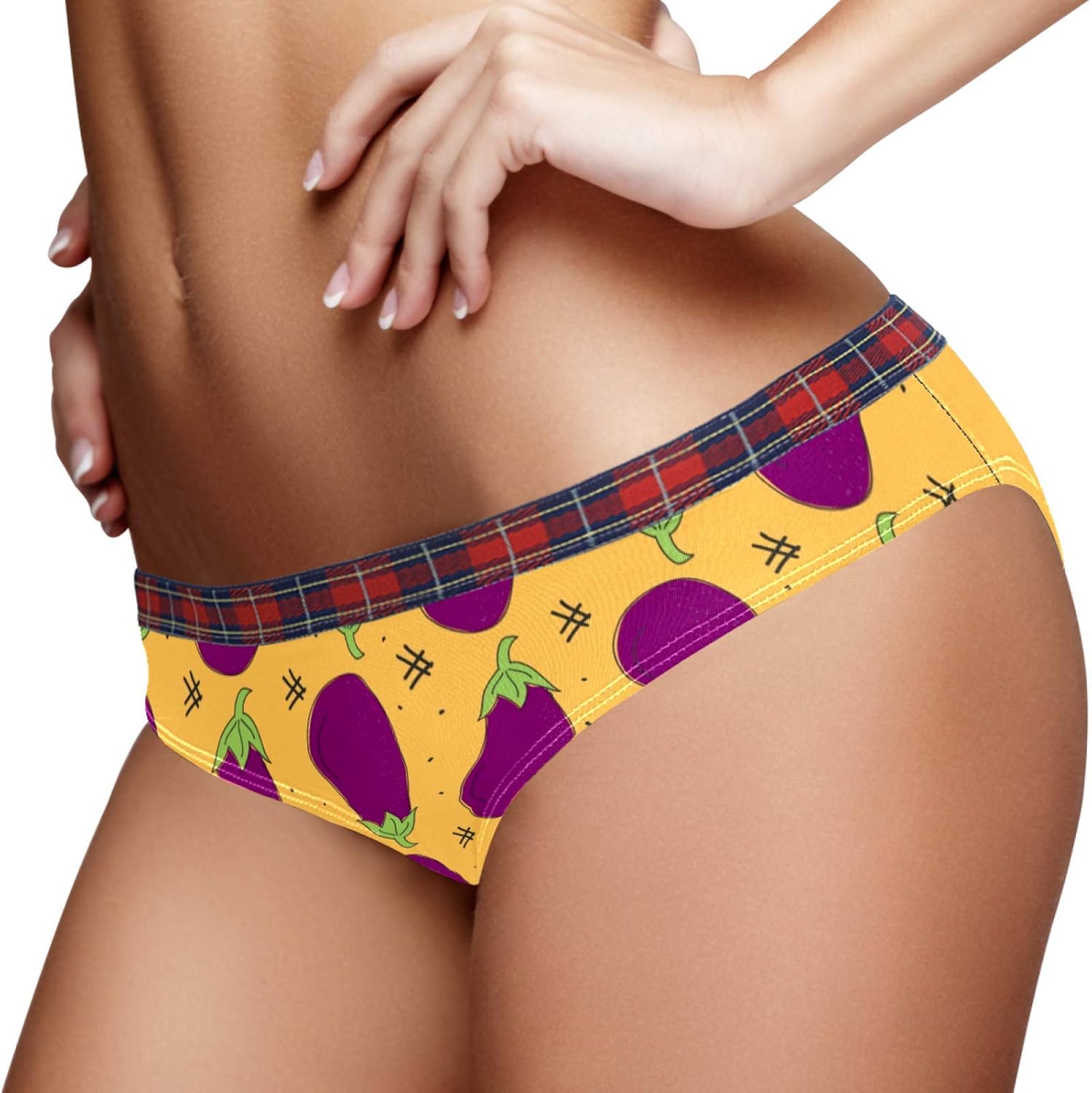 Bennigiry Purple Eggplant Vegetable Pattern Elastic Panties Underpants