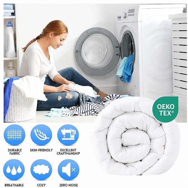 EASELAND OVERSIZED KING DOWN ALTERNATIVE COMFORTER – QUILTED DUVET INSERT FOR ALL SEASONS, SOFT LIGHTWEIGHT WITH CORNER TABS, SUMMER WINTER WARM BEDDING, WHITE 98X116 INCHES