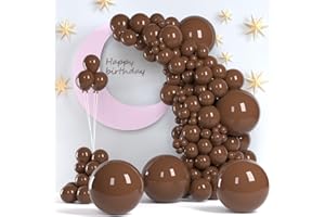 ZIZASARY Dark Brown Balloons, 140pcs 18 12 10 5 Inch Different Sizes Pack Party Latex Balloons for BOHO Birthday Halloween Holiday Balloon Garland as Party Decorations