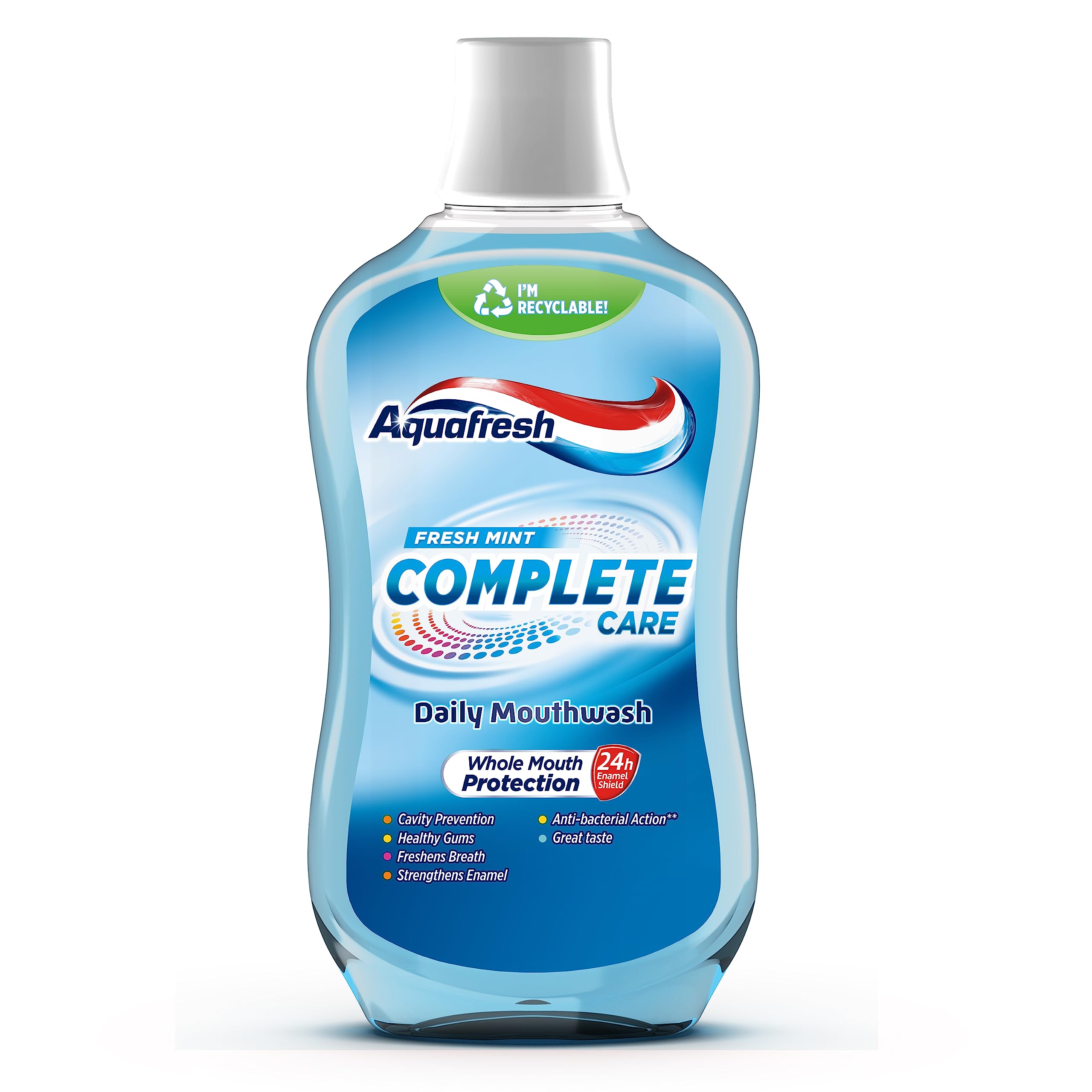 Aquafresh Mouthwash, Complete Care Triple Protection, Fresh Mint Flavour, Alcohol-free, 500ml