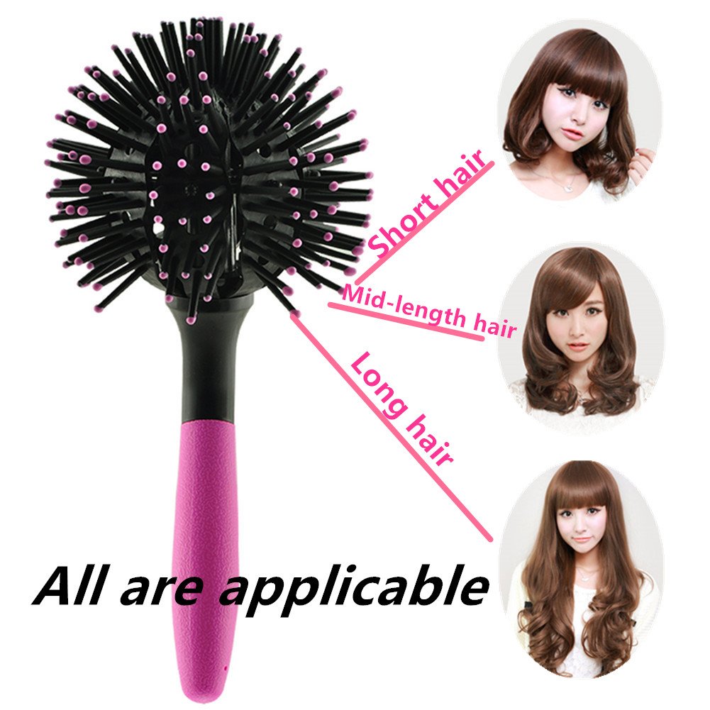 Pevor 3D Spherical Comb 360° DIY Curly Hairstyle Comb Heat Resistant Round Head Combs Fashion Magic Comb For Girls and Women