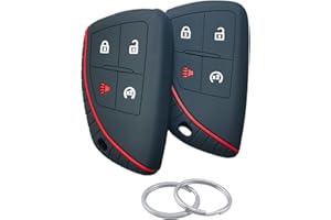 RUNZUIE 2Pcs 4 Buttons Silicone Smart Key Fob for 2023 2024 Chevy Chevrolet Colorado Key Fob Cover (Black)