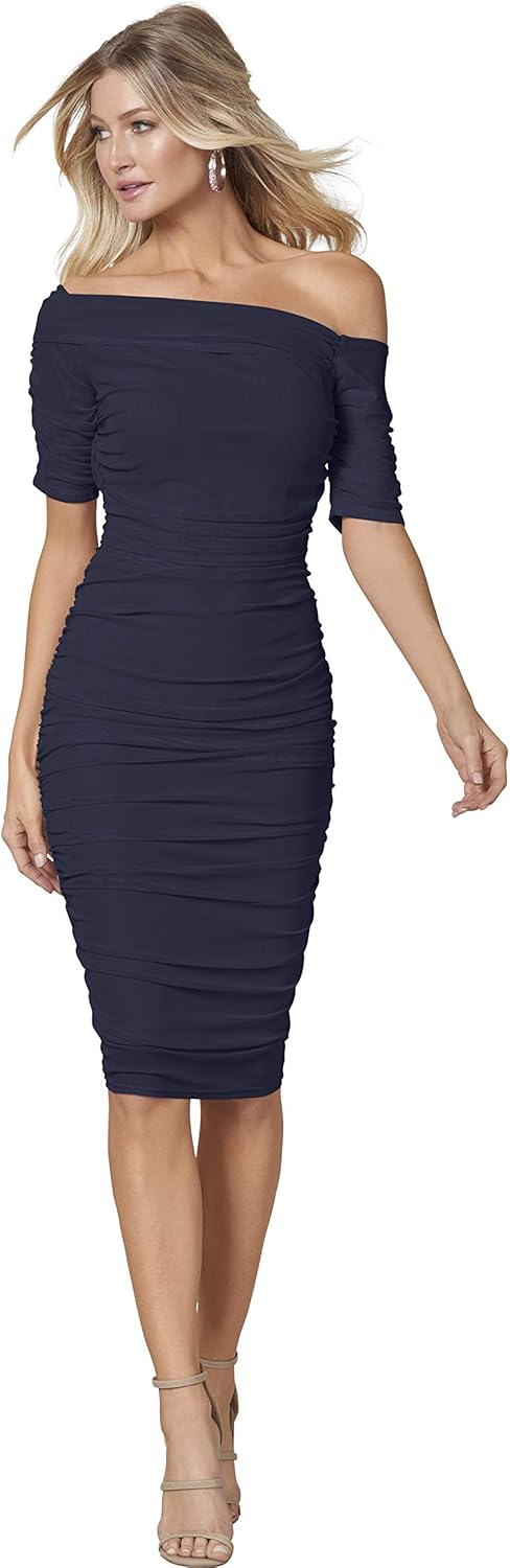 venus ruched mesh bodycon dress