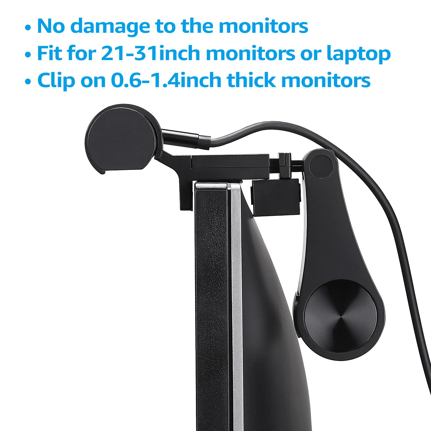 TORCHSTAR LED Computer Monitor Lamp, Auto-Dimming, CRI 97 Eye-Caring Adjustment LED Screen Light Bar, E-Reading USB Powered Monitor Light for Gaming Desk Office, Touch Control, Black