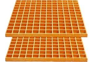 Noliven 2 PCS Fiberglass Molded Grating Panel, 20"x20" FRP Floor Grid, 1.57''x1.57''x1'' Mesh Square Fiberglass Bar Grating, 