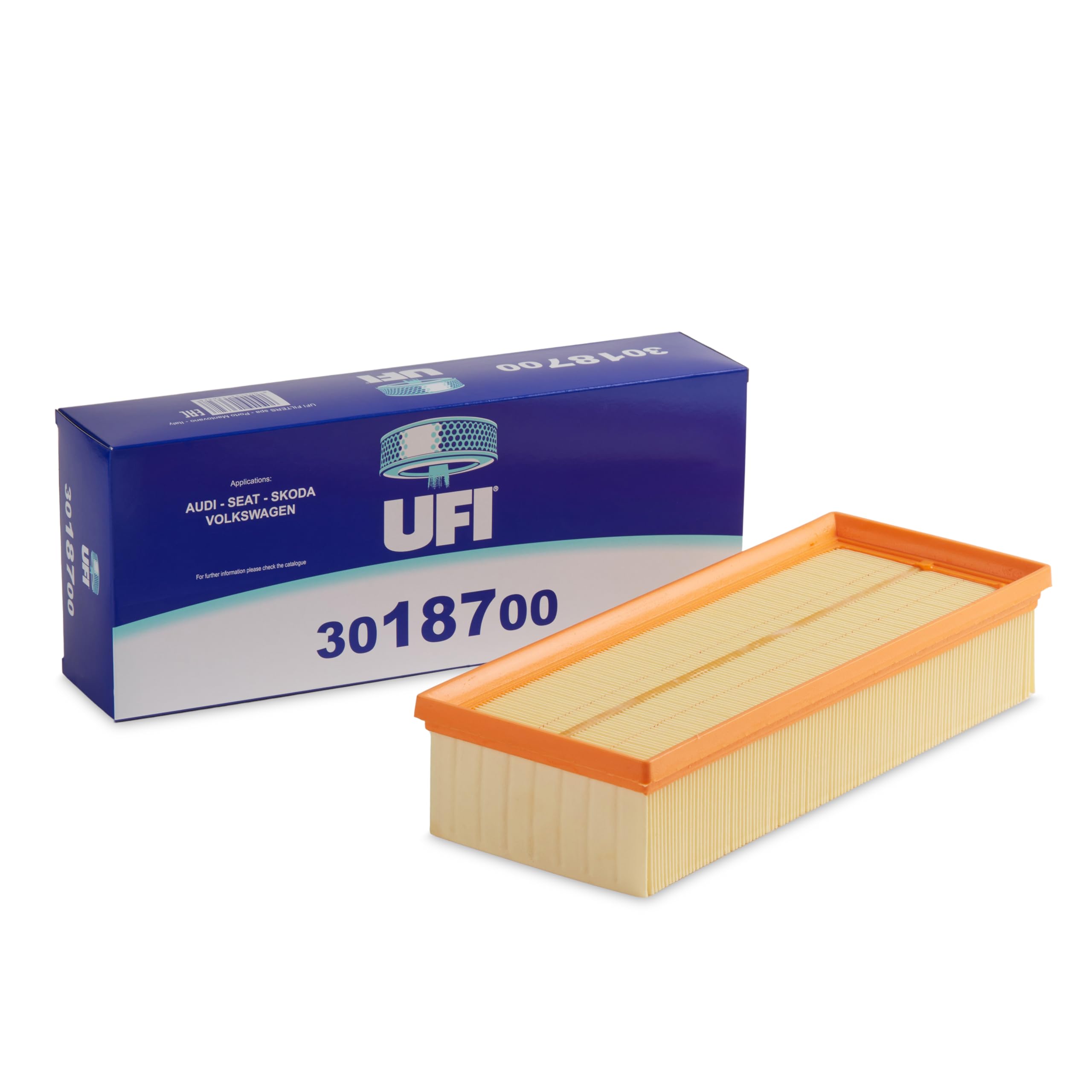 UFI Filters, Air Filter 30.187.00, Replacement Air Filter, Suitable for Cars, Applicable to Various Models of Audi, Seat, Skoda and Volkswagen