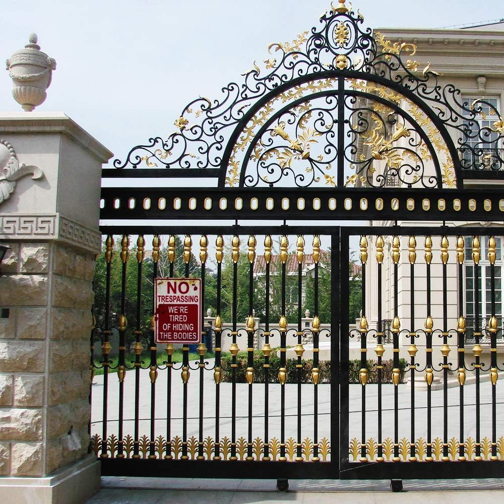 CVNDKN E-UNIONA Retro Fashion Chic Funny Metal Tin Sign No Trespassing We're Tired of Hiding The Bodies: Garden & Outdoor