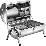 TecTake Portable BBQ Grill Stainless Steel 2 Areas Charcoal Silver view 3