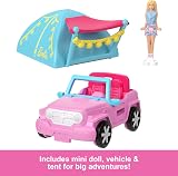 Barbie Mini BarbieLand Doll & Vehicle Set Color-Change SUV Tent HYF43 view 5
