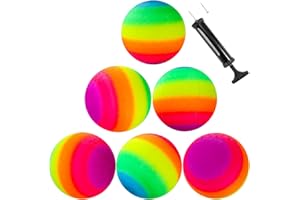 Lawei 6 Pack Playground Balls, 8.5 Inch Soft Bouncy Ball Set for Kids and Adults, Colorful Rubber Balls with Hand Pump for Ki